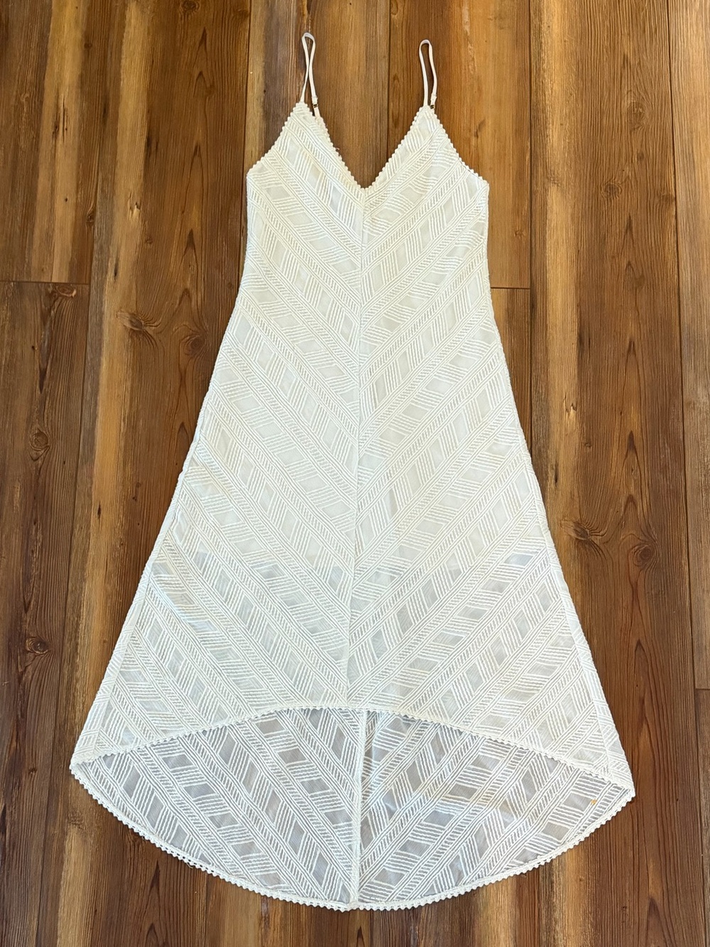 Amanda Uprichard Cream High-Low Lace Slip Dress